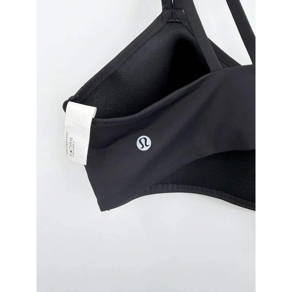 Lululemon like a cloud Sports Bra Women 12 Black Strappy Back Yoga Gym